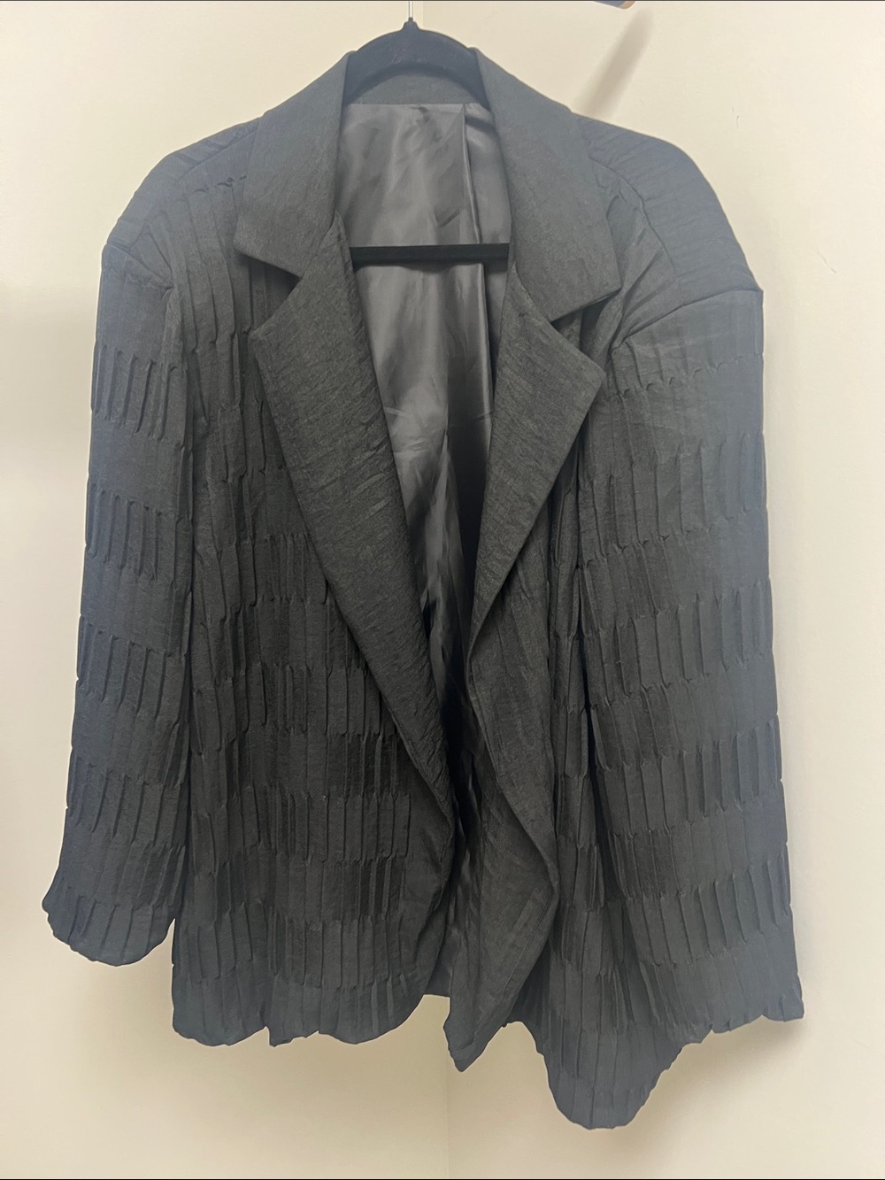 Women's Black Textured Blazer Jacket